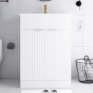 24 in. W x 18.3 in. D x 34 in. H Freestanding Bath Vanity in White with White Ceramics Top