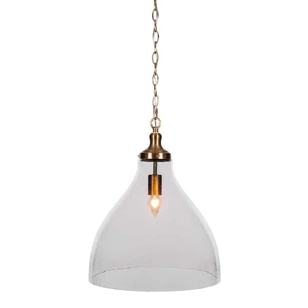 Unbranded Alton 60-Watt 1-Light New Age Brass Shaded Mini Pendant Light with Glass Shade