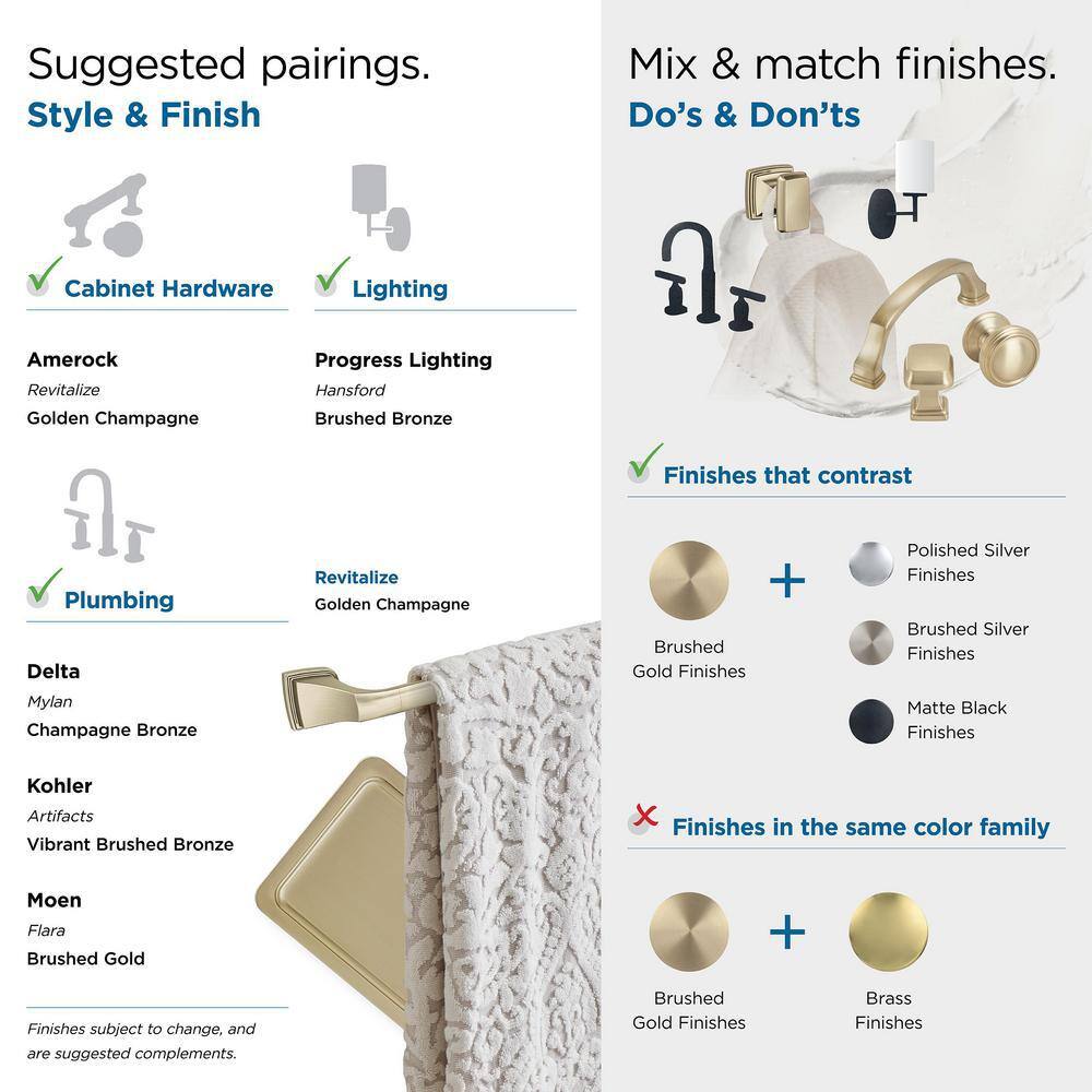 Golden Champagne 18-Inch Wall Mounted Towel Bar
