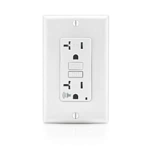 20 Amp SmartlockPro Self-Test Slim GFCI Outlet with Audible Trip Alert, White