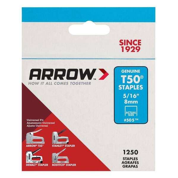 Arrow T50 Staples, #505, 5/16, 8 mm - 1250 pack box