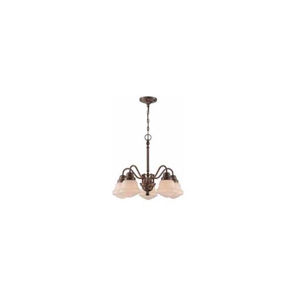 Filament Design 5-Light Antique Copper Chandelier with Frosted Amber Glass Shade