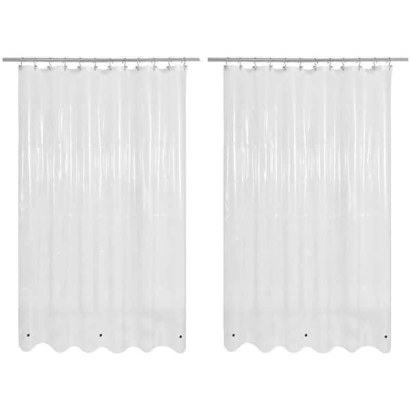 72 in. W x 72 in. L PEVA Clear Shower Curtain w/12 Rustproof Metal Grommet and 3 Magnetic Weights (2-Pack)
