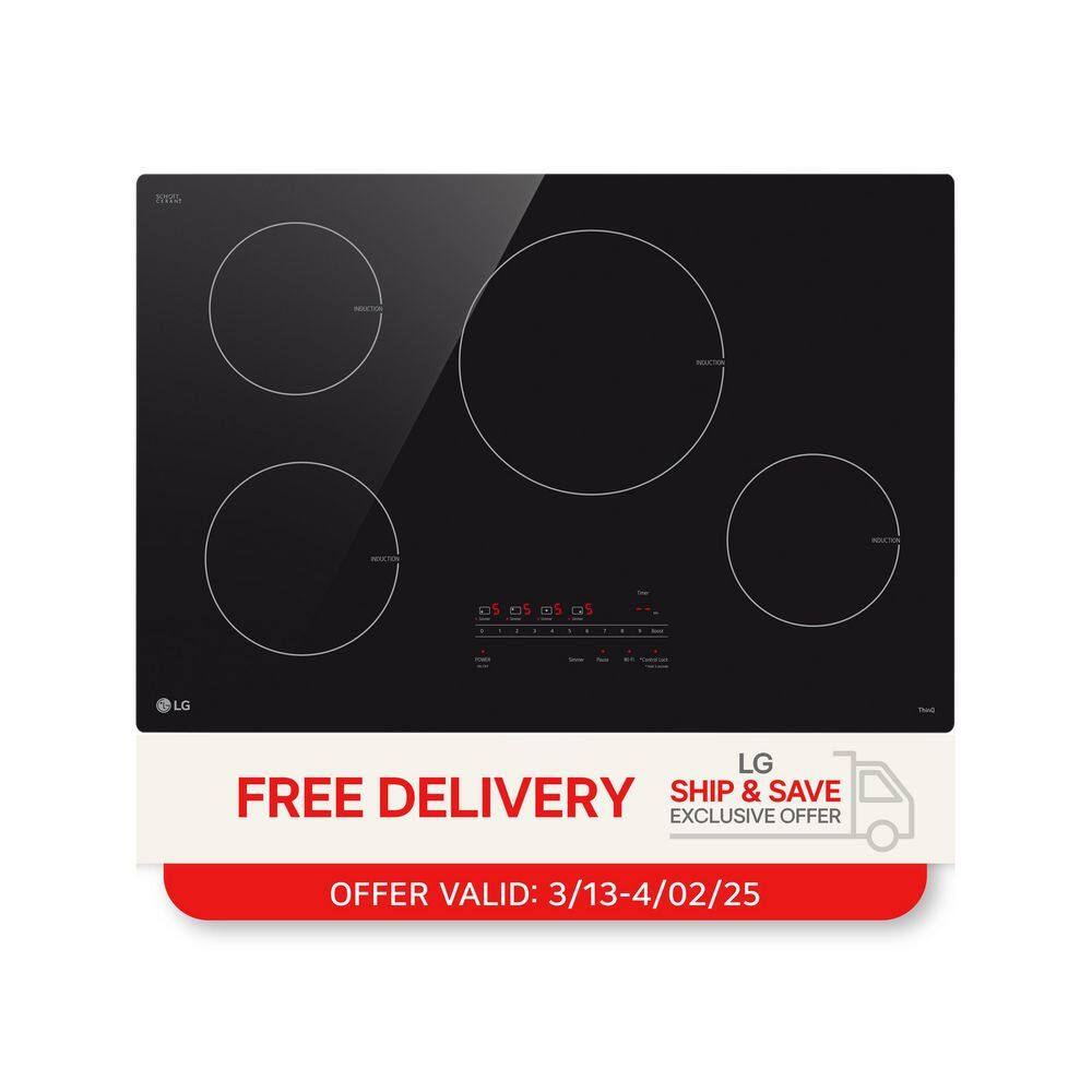 30 in. 4 Burner Element Induction Cooktop in Black with Power Element and SmoothTouch Controls