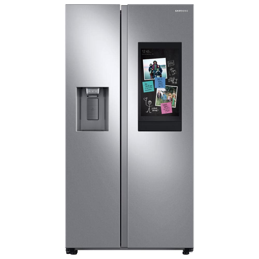 Samsung 36 in. 26.7 cu. ft. Smart Side by Side Refrigerator with Family Hub in Stainless Steel, Standard Depth, Fingerprint Resistant Stainless Steel