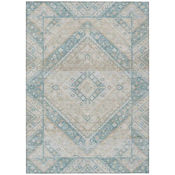 Chantille Machine Washable Indoor/Outdoor Abstract ACN3156 Teal 5 ft. x 7 ft. 6 in. Area Rug
