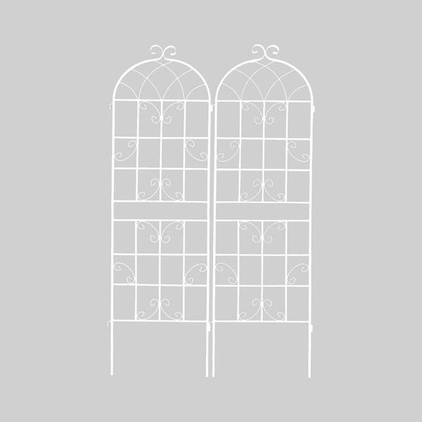 71 in. 2-Pack Metal Garden Trellis Rustproof Trellis for Climbing Plants Outdoor Flower Support, White