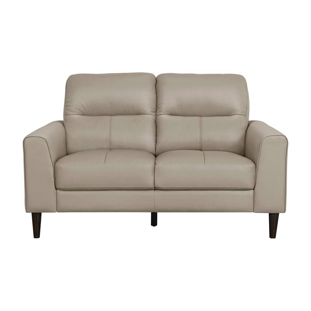 Milford 56 in. W Latte Leather Match Loveseat