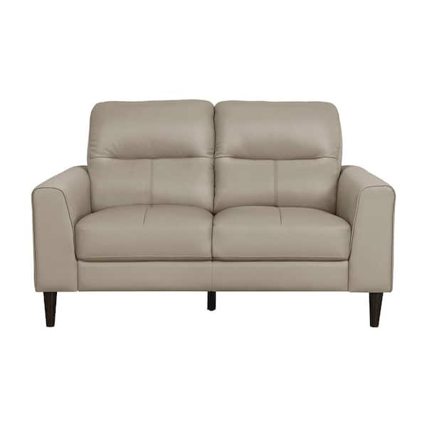 Milford 56 in. W Latte Leather Match Loveseat