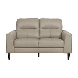 Milford 56 in. W Latte Leather Match Loveseat