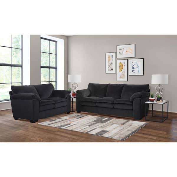 American Furniture Classics Champion Black Series 85 in. Pillow Top Arm Fabric Rectangle Sofa in. Champion Black