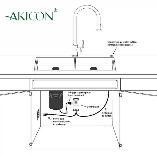 Akicon Brushed Gold Garbage Disposal Kitchen Air Switch Kit