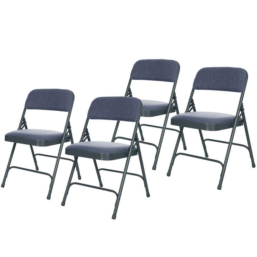Bernadine Dining Folding Chair with Fabric Seat, Imperial Blue/Char Blue Frame (Pack of 4) price history on PriceWatchPro