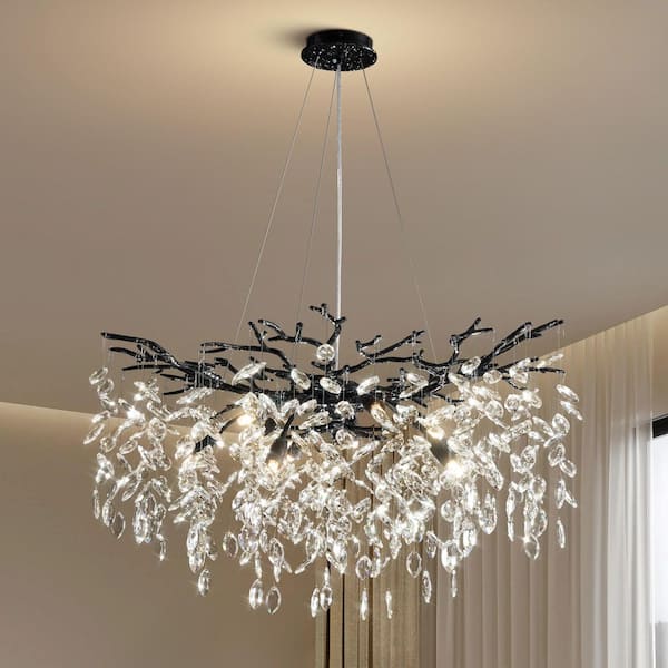 YUYI Modern Chandelier 31 in. 10-Light Black Chandelier for
