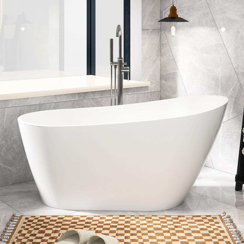 59 in. x 31 in. Soaking Bathtub with Reversible Drain in Glossy White/Polished Chrome price history on PriceWatchPro