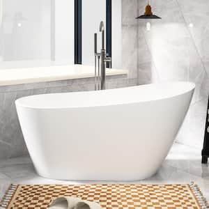 60 in. x 30 in. Freestanding Soaking Bathtub with Center Drain in White