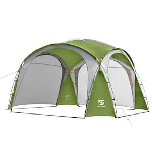 UPF50 Plus 12 ft. x 12 ft. Pop Up Green Canopy Tent with Side Wall Ground Peg and Stability Poles