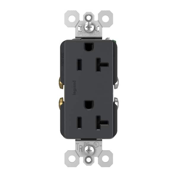 Legrand radiant 20 Amp 125-Volt Spec Grade Tamper Resistant Heavy-Duty Decorator Duplex Outlet, Graphite