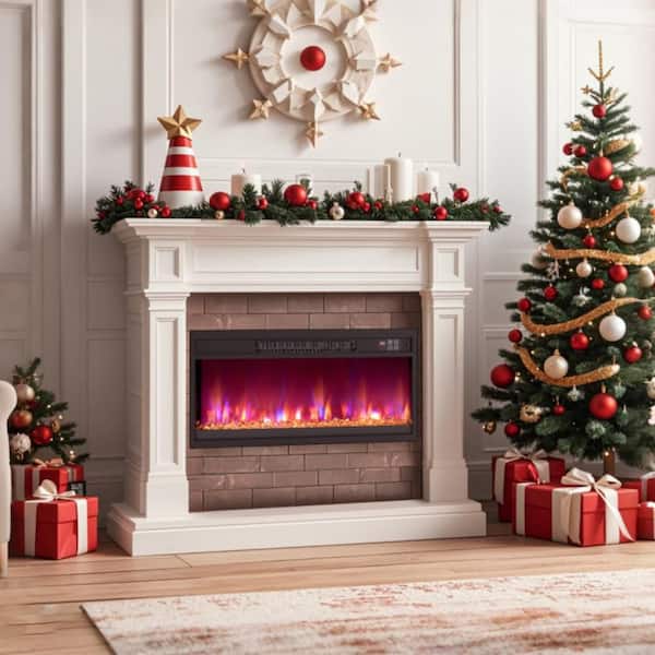 26 in. Electric Fireplace Insert with Remote Control, 8 Flame Colors Remote Timer and Thermostat