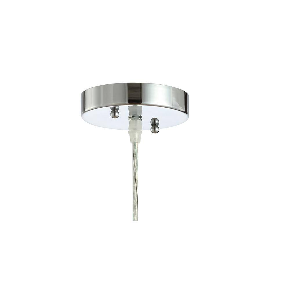 Adjustable Chrome Iron and Glass Bell Shade Pendant Light