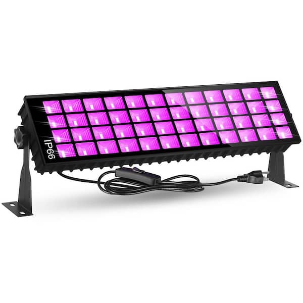 ‎4500 Lumen Black Waterproof Integrated LED Floodlight with IP66 Blacklight, Plug Switch and 6 ft Cord for Glow Party