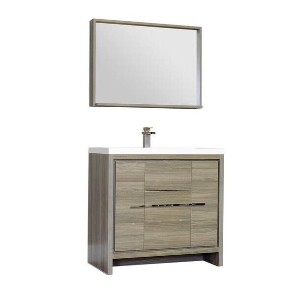 Unbranded The Modern 35.75 in. W x 18.75 in. D Bath Vanity in Gray with Acrylic Vanity Top in White with White Basin and Mirror