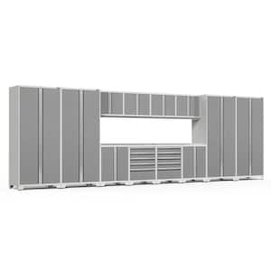 Pro Series 14-Piece 18-Gauge Stainless Steel Garage Storage System in Platinum (256 in. W x 85 in. H x 24 in. D)