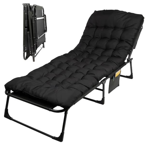 Camping Cot with Mattress, Black