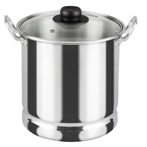 VASCONIA 23.6588-Cups Silver Steamer Stock Pot with Glass Lid