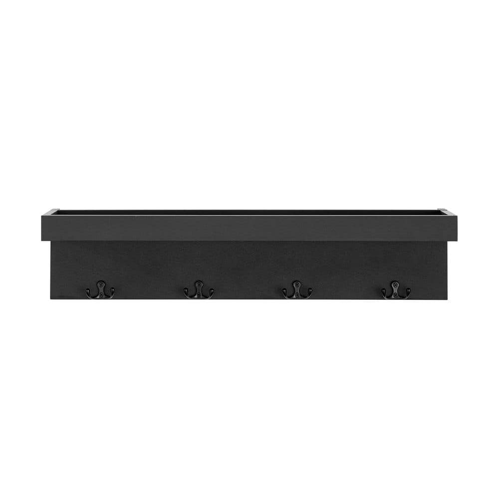 DANYA B 26 in. Black Wall Mounted Entryway Coat Rack with Decorative ...