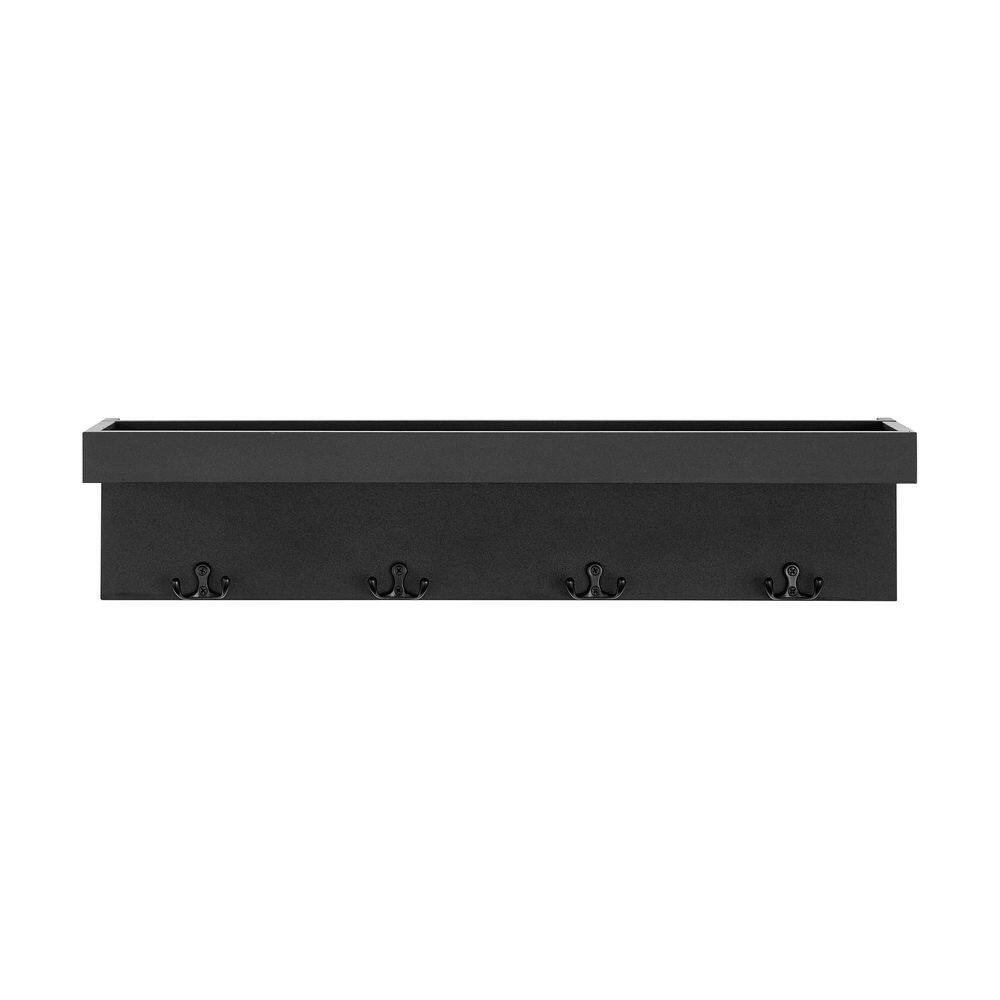 Black Wall Mounted Entryway Coat Rack with Shelf and Hooks