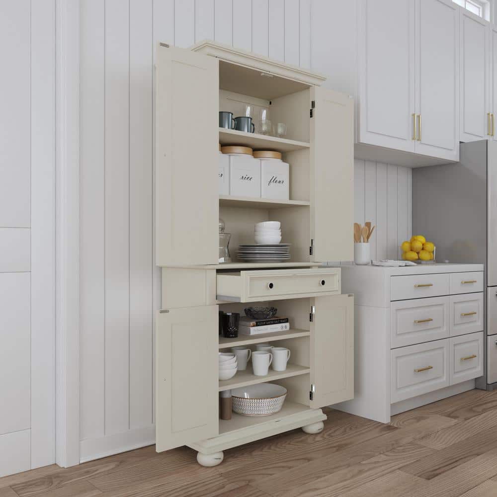 Dover 72" White Mahogany Freestanding Pantry with Adjustable Shelving