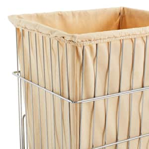 Chrome Metal Pullout Wire Clothes Hamper with Liner and Mounting Hardware