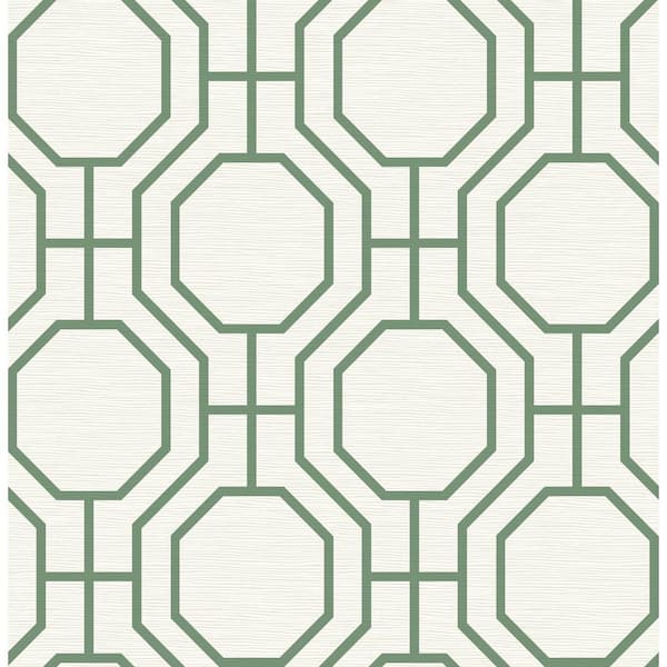 A-Street Prints Manor Geometric Trellis Green Nonpasted Non Woven Wallpaper Sample