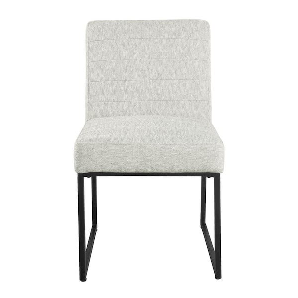 Homepop Channeled Sustainable Gray Woven Upholstery Metal Dining Chair