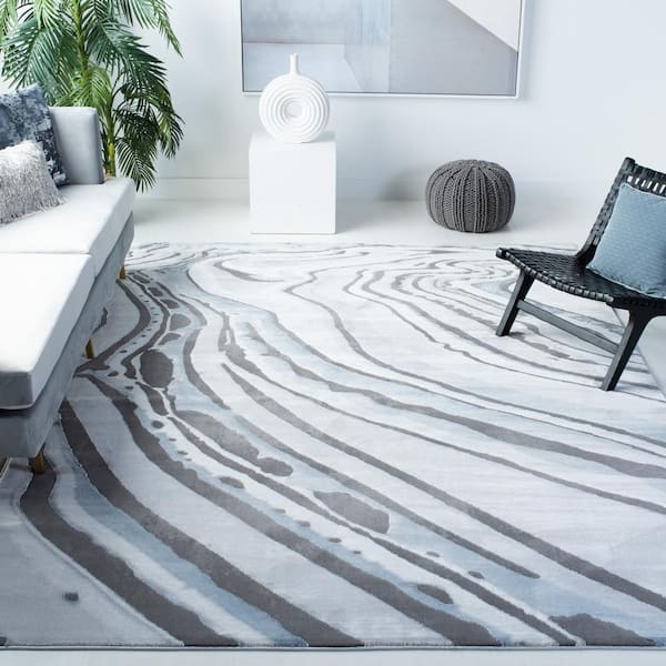Craft Blue/Gray 9 ft. x 12 ft. Abstract Area Rug