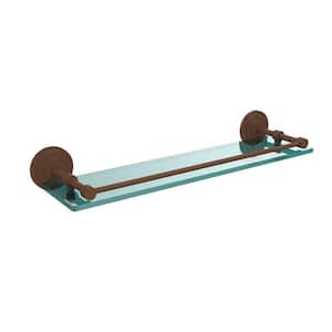 Que New 22 in. L x 3 in. H x 5 in. W Clear Glass Bathroom Shelf with Gallery Rail in Antique Bronze