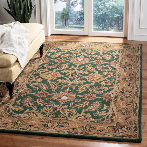 Heritage Dark Green/Gold 8 ft. x 10 ft. Border Area Rug