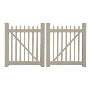 Abbington 8 ft. W x 3 ft. H Khaki Vinyl Picket Fence Double Gate Kit