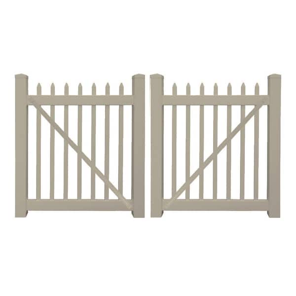 Weatherables Abbington 10 ft. W x 3 ft. H Khaki Vinyl Picket Fence Double Gate Kit Includes Gate Hardware
