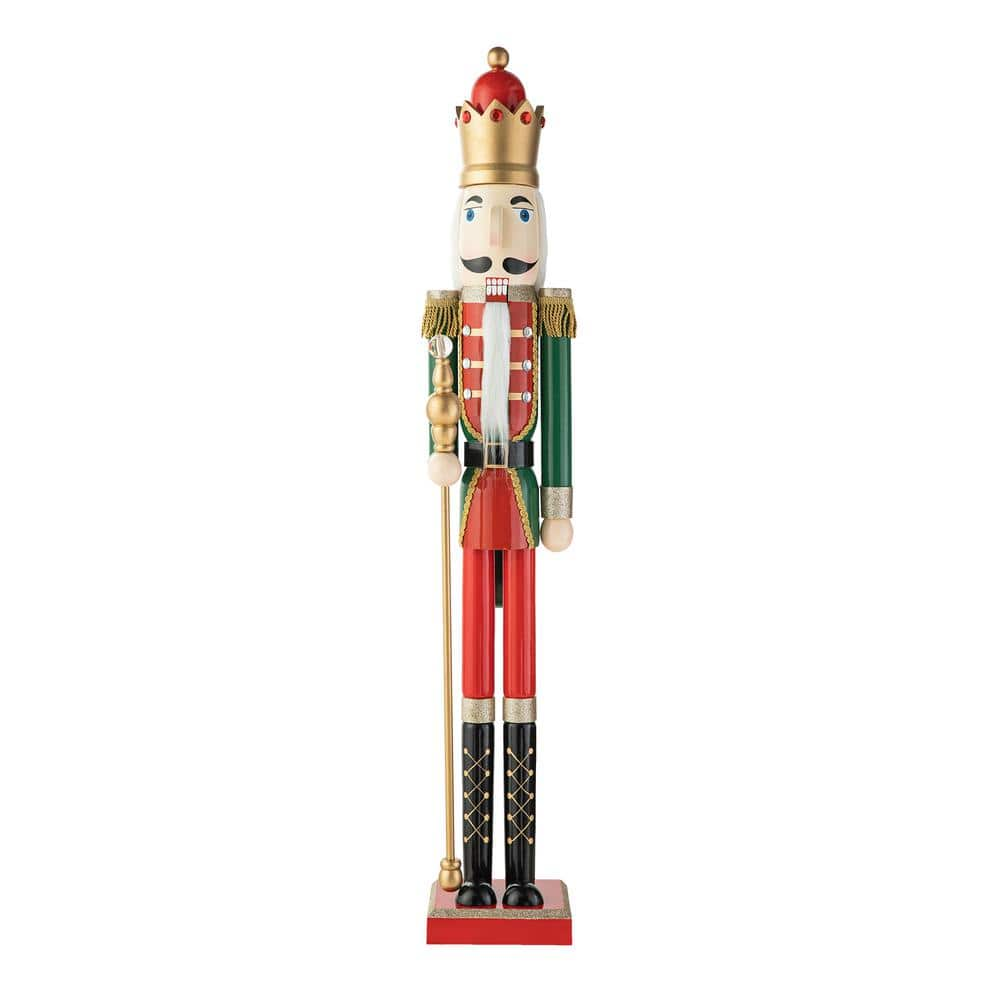 Glitzhome 42 in. H Wooden Christmas King Nutcracker 2036700003 - The ...