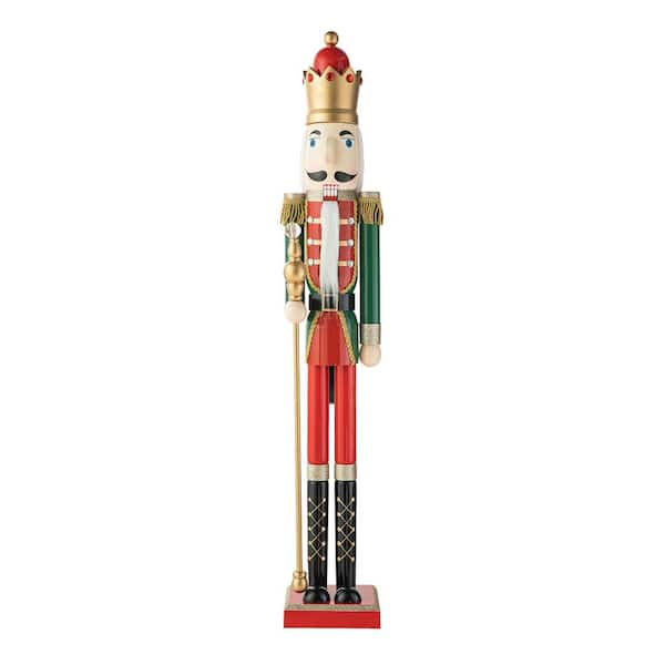 Glitzhome 42 in. H Wooden Christmas King Nutcracker 2036700003 - The ...