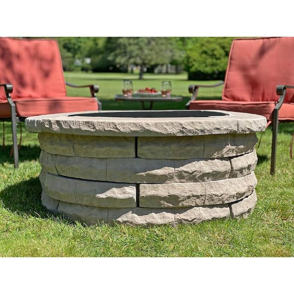 Ledgestone 47 in. x 18 in. Round Concrete Wood Fuel Fire Pit Ring Kit Brown