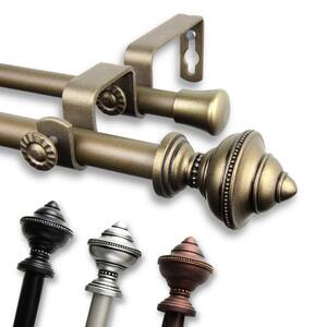 5/8" Dia Adjustable 48-84" Flare Double Curtain Rod with Flare Finials in Anituqe Light Gold