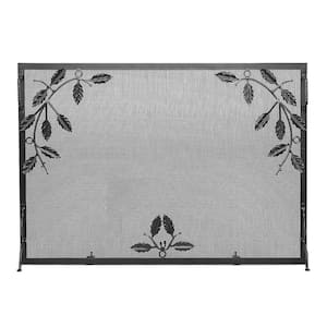 44 in. L Graphite Weston Flat Fireplace Screen with Leaves Design