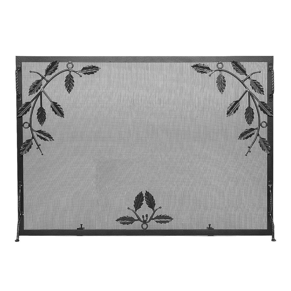 MINUTEMAN INTERNATIONAL 44 in. L Graphite Weston Flat Fireplace Screen with Leaves Design G4433