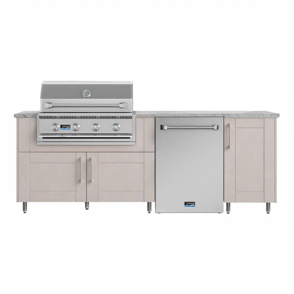 Sundown 90.5 in. W 4-Burner Propane Grill Island in Sanibel Shoreline Gray with Refrigerator and Cabinet price history on PriceWatchPro