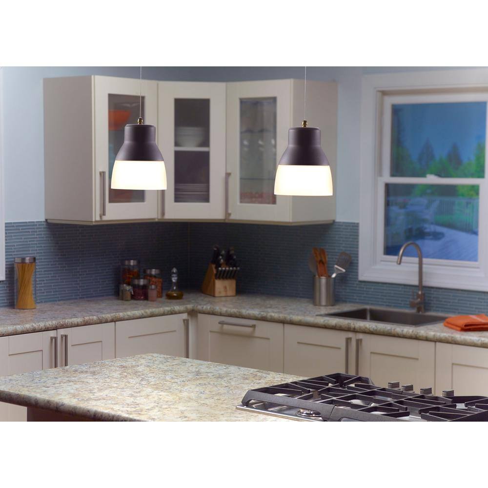 Bronze Mini Wireless LED Glass Pendant Light 10"