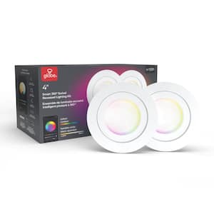 Wi-Fi Smart 4 in. Swivel LED Recessed Lighting Kit 2-Pack, Multi-Color Changing RGB, Tunable White, Wet Rated