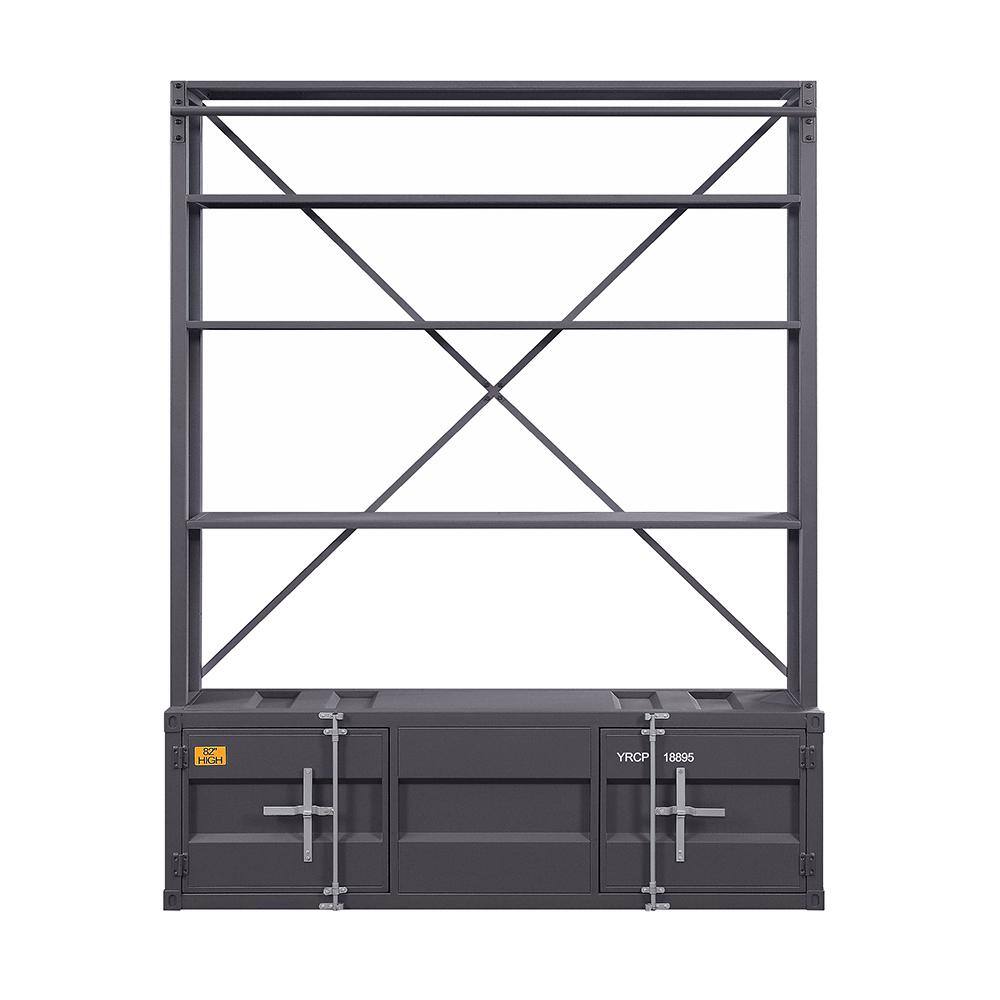 Gunmetal Wire Ladder Bookshelf with Doors for Kids' Room